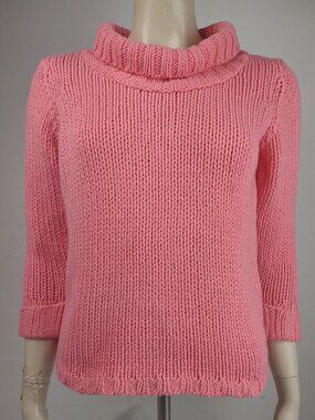 White + Warren pink cotton blend rolled collar 3/4 sleeve sweater ladies Medium